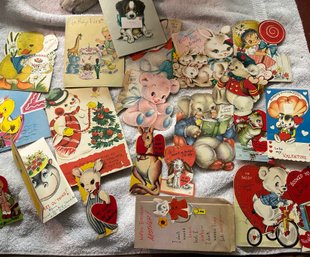 21 Ephemera Vintage Valentines, B-day Etc, 1940-60s Cards. Lot 10