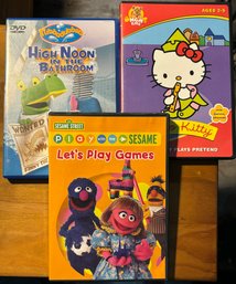 3 DVDs - Hello Kitty - Sesame Street -Rubbadubbers - Children's Movies