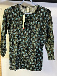 Talbots Black And Turquoise Top- NWT - P