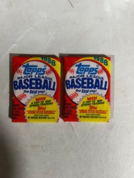 2 Packs Baseball Cards 1988 Topps Wax Pack Of 15 Cards And Bubble Gum Stick - Baseball