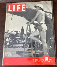 Time Life Magazine War Issue California War Worker October 12th, 1942