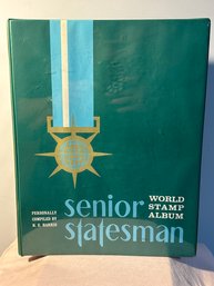Senior Statesman World Stamp Album With Many Stamps Throughout The Pages