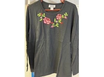 Anthony Richard Embroidered Black Top NWT 1X