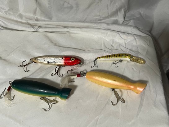 4 Pc Fishing Lure Set Includes Vintage Heddon Tiny Torpedo 360 Color Mystic  Red Smallmouth Bass Fishing Lure #7979