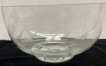 Clear Glass Bowl With Floral Decoration