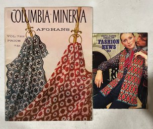 2 PC Book Set - Columbia Minerva Afghans And Fashion News To Knit & Crochet