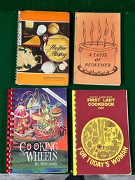 4 Pc Cookbook Set - Cooking On Wheels, A Taste Of Redeemer, Mealtime Mastery And SC Cookbook