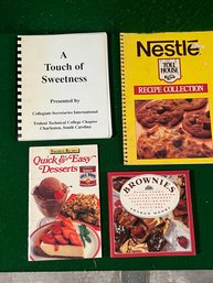 4 Pc Cookbook Set - A Touch Of Sweetness, Brownies, Quick & Easy Desserts, And Nestle Recipe Collection