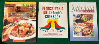 3 Pc Cookbook Set - Month Of Meals, Pennsylvania Dutch Cookbook, And Traditional Mormon Cooking