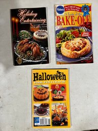 3 PC Cookbook Set - Holiday Entertaining, A Taste Of The Bake Off And Halloween Fun