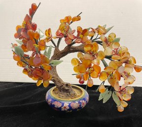 Stone And Glass Bonsai Tree In Floral Bowl