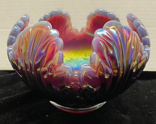 Opalescent Carnival Glass Decorative Bowl No Label