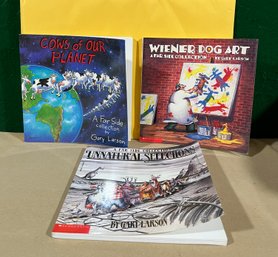 Set Of 3 Far Side Comics - Cows Of Our Planet, Wiener Dog Art And Unnatural Selections
