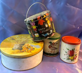 Lot Of 4 - Non Holiday Themed Containers Suggested Storage Other Than For Cookies. Tins And More