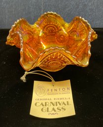 Fenton Orange Carnival Glass Bowl