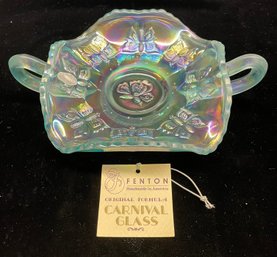 Fenton Carnival Glass Candy Dish With Butterflies