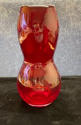 Red Curvy Glass Vase