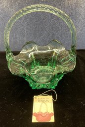 Fenton Green Glass Basket