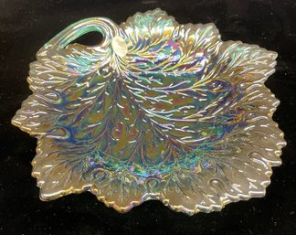 Fenton Leaf Glass Candy Dish