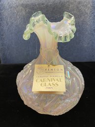 Fenton Opalescent Pink Glass Vase