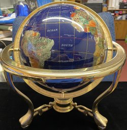 Beautiful Semi-precious Gemstone World Globe Like New Great Gift!