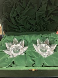 Crystal Lotus Flower Candle Holder In Case