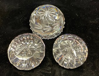 Three Faceted Clear Crystal Paperweights