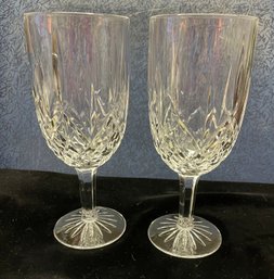 Pair Of Clear Stemmed Crystal Wine Glasses