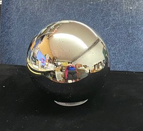 Large Silver Mercury Glass Illuminated Sphere Battery Operated