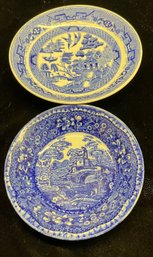 Two Blue Willow Staffordshire Bowls