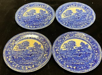 Set Of Four Blue Willow Staffordshire Saucers