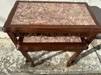 Set Of 2 Nesting Tables Marble Stone Inset  Very Good Condition