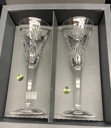 Waterford Crystal Toasting Flute Pair Millennium Collection Third Toast Health