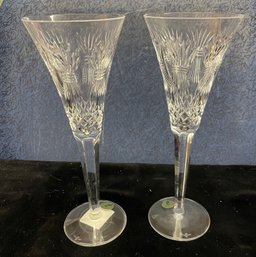 Waterford Crystal Pair Of Toasting Flutes Millenium Collection 4th Toast Prosperity