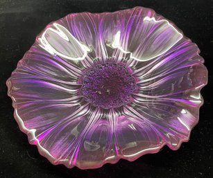 Grape Purple Sunflower Shaped Glass Fruit Serving Dish