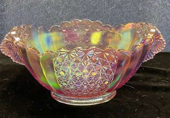 Fenton Iridescent Pink Glass Bowl