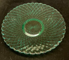 Diamond Green Glass Serving Platter