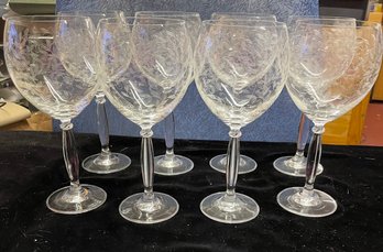 Set Of Eight Pier 1 Wine Glasses Leafy Vine Pattern