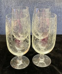 Set Of Four Pier 1 Iced Tea Glasses Leafy Vine Pattern