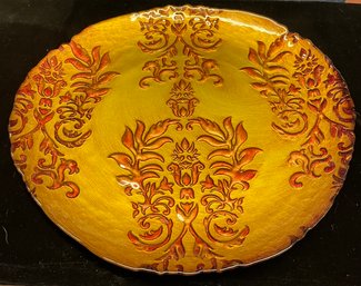 Orange And Amber Glass Serving Platter