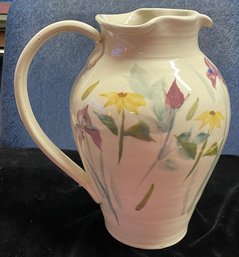 Floral Pattern Clay Pottery Pitcher