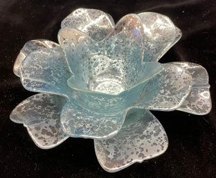 Glass Flower Shaped Tea Light Candle Holder