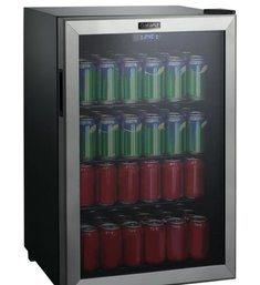 Galanz 4.5 Cu Ft 152 Can Beverage Center Mini Fridge, Stainless Steel Excellent Working Condition.
