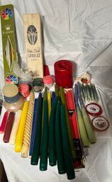 Candle Lot Includes Colonial Flower Tapers, White Birch Candle And Yankee Candle