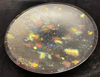 Glass Serving Bowl Signed By Artist Handpainted With Galaxy Theme