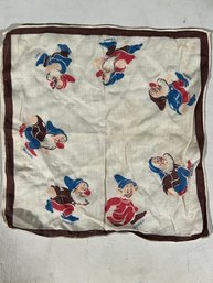 Vintage Disney 7 Dwarfs Handkerchief, Embroidered Lace Dish Towel And 2 Beige Handkerchiefs