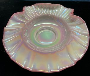 Pink Opalescent Shell Shaped Glass Bowl