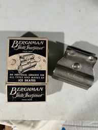 Vintage Berghman Ice Skate Sharpener In Box Metal Universal Adjustable USA 1960s