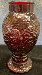 Patriotic Eagle Ruby Red Glass Vase