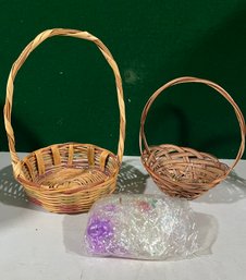 2 Small Baskets With Grass Stuffing Included